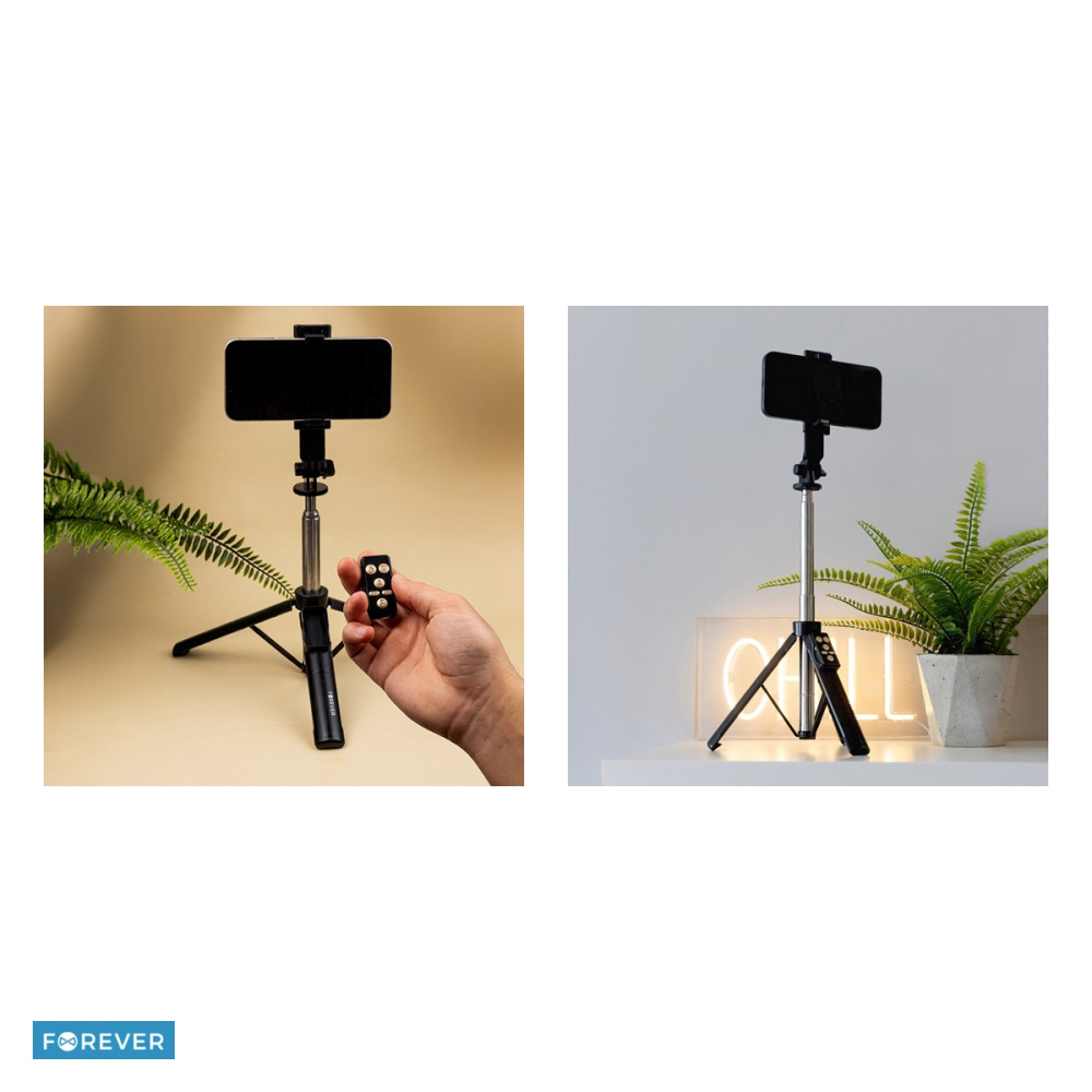 Trepied cu selfie stick si telecomanda bluetooth, rotire 360 ​​°, lungime 100cm, negru [5]