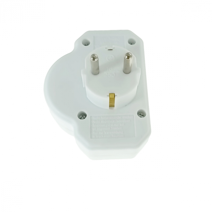 Triplu stecher clasic cu intrerupator, 1xSchuko si 2xEuro, pentru priza retea, 21903, 3680W, 250V, 16A, alb [3]