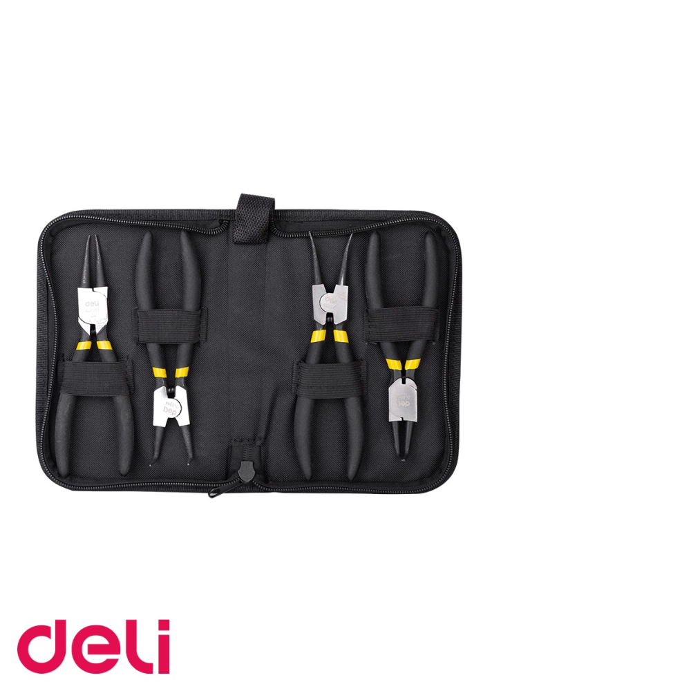 Trusa 4 clesti cu varf subtire Deli, 7 inch, design curbat, pentru lucrari de precizie [3]