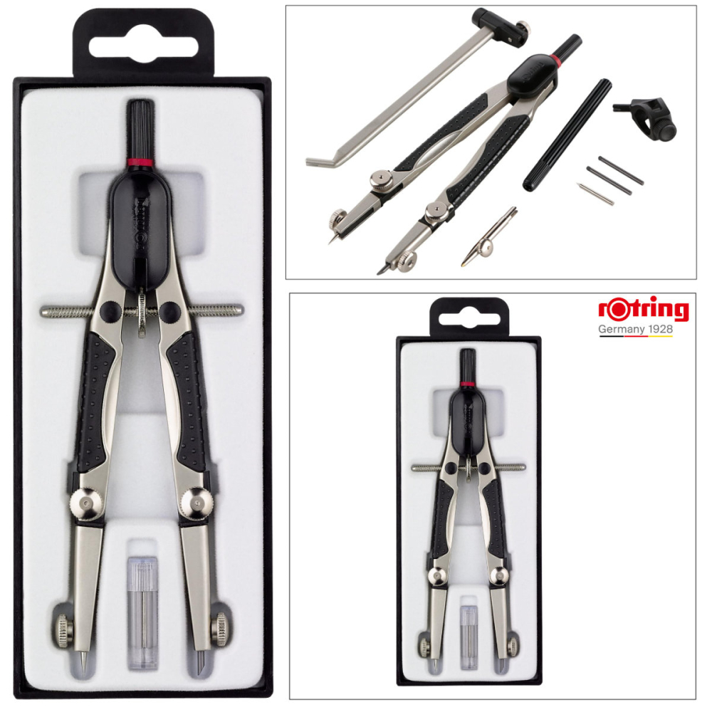 Trusa Compas Compact Rotring cu Mecanism Dublu-Articulat, pentru Desen Tehnic si Arhitectura, Brate de 170mm cu Grip [4]