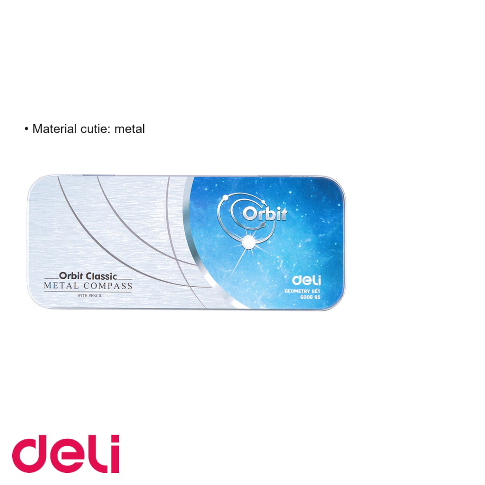 Trusa geometrie Deli, 9 piese in cutie metalica, set complet pentru scoala si desen tehnic [3]