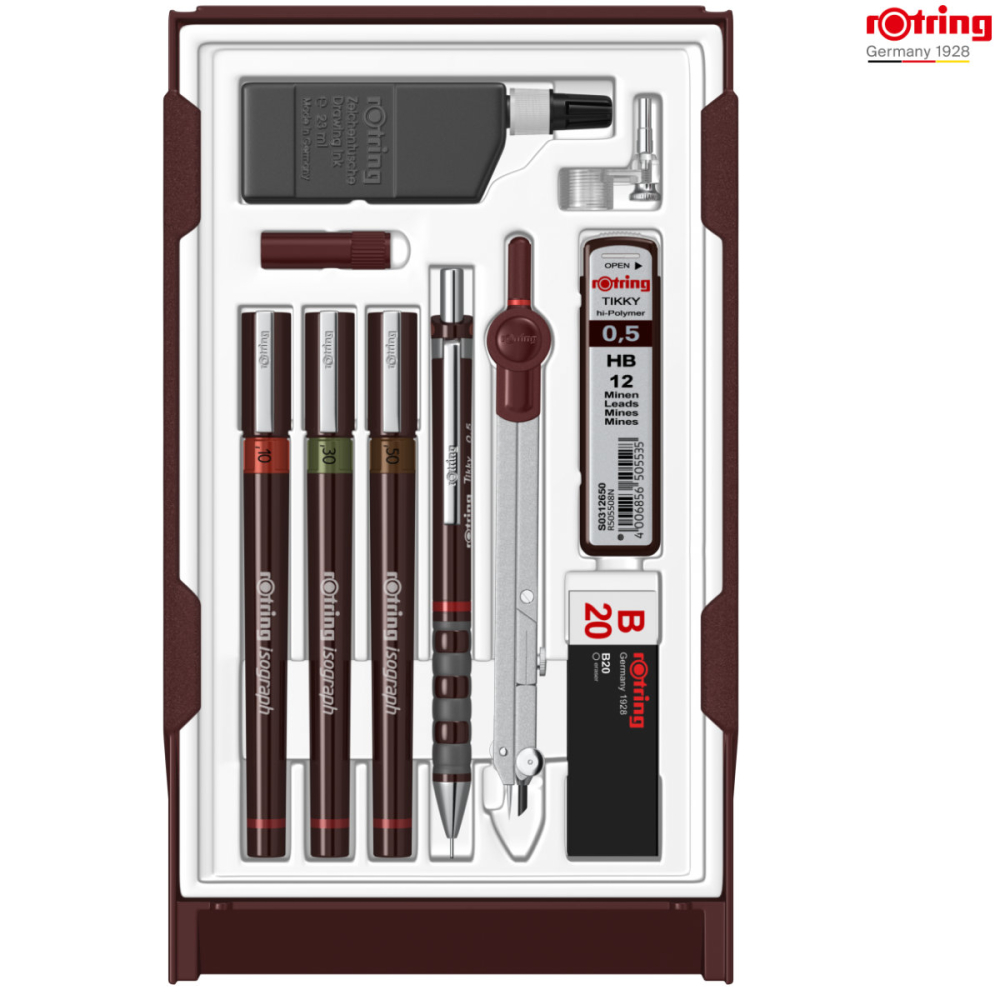 Trusa Isograph Master Rotring pentru Desen Tehnic Avansat, Set Superior cu 3 Stilouri, Compas si Accesorii Complete [2]