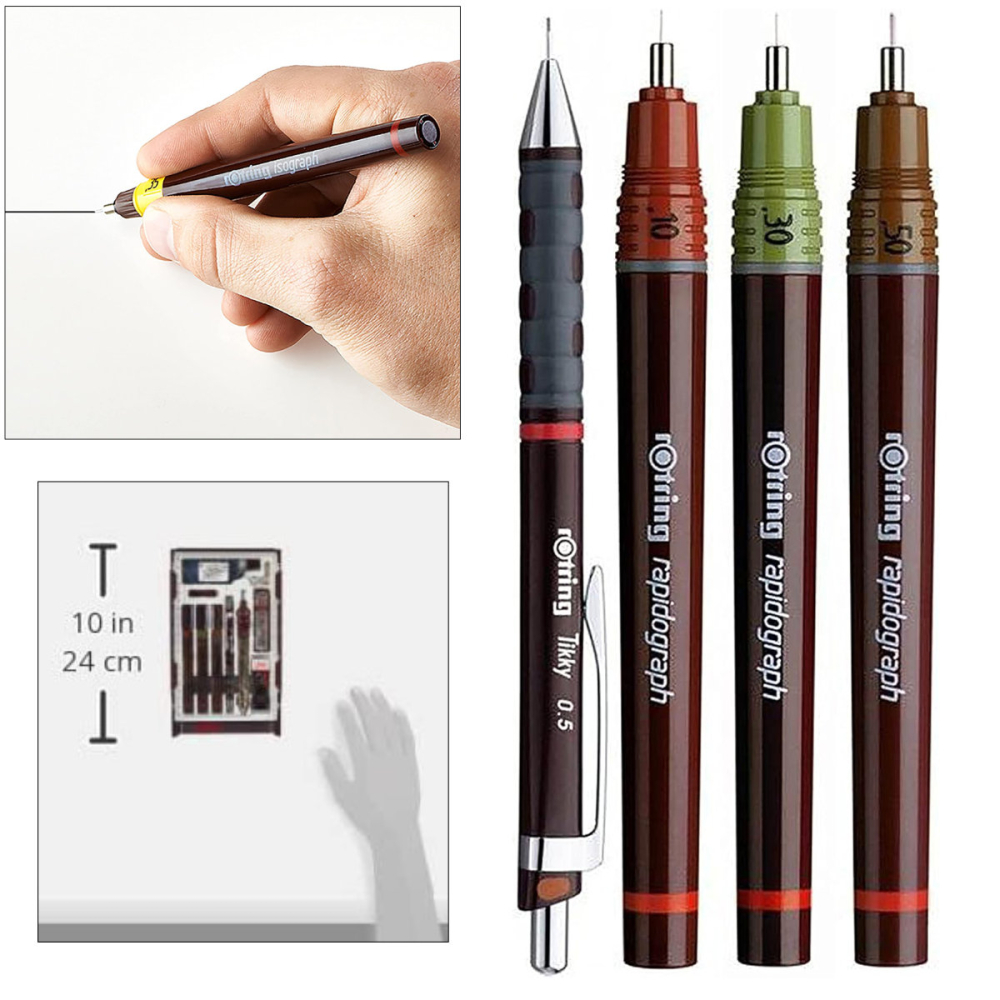 Trusa Isograph Master Rotring pentru Desen Tehnic Avansat, Set Superior cu 3 Stilouri, Compas si Accesorii Complete [3]