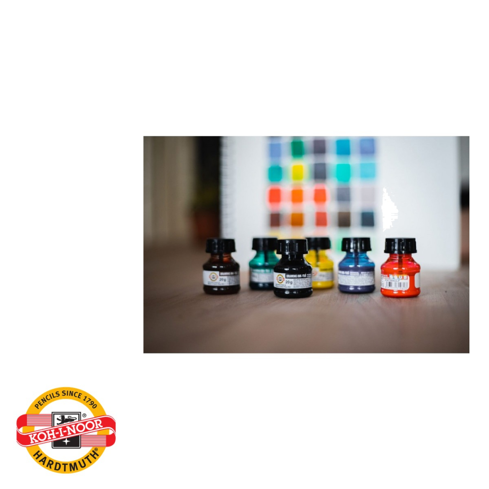 Tus desen galben Koh-I-Noor, cerneala indiana pe baza de apa, 20g, pentru grafica si desen tehnic [5]