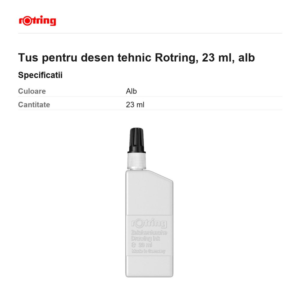Tus pentru desen tehnic Rotring, 23 ml, alb [3]