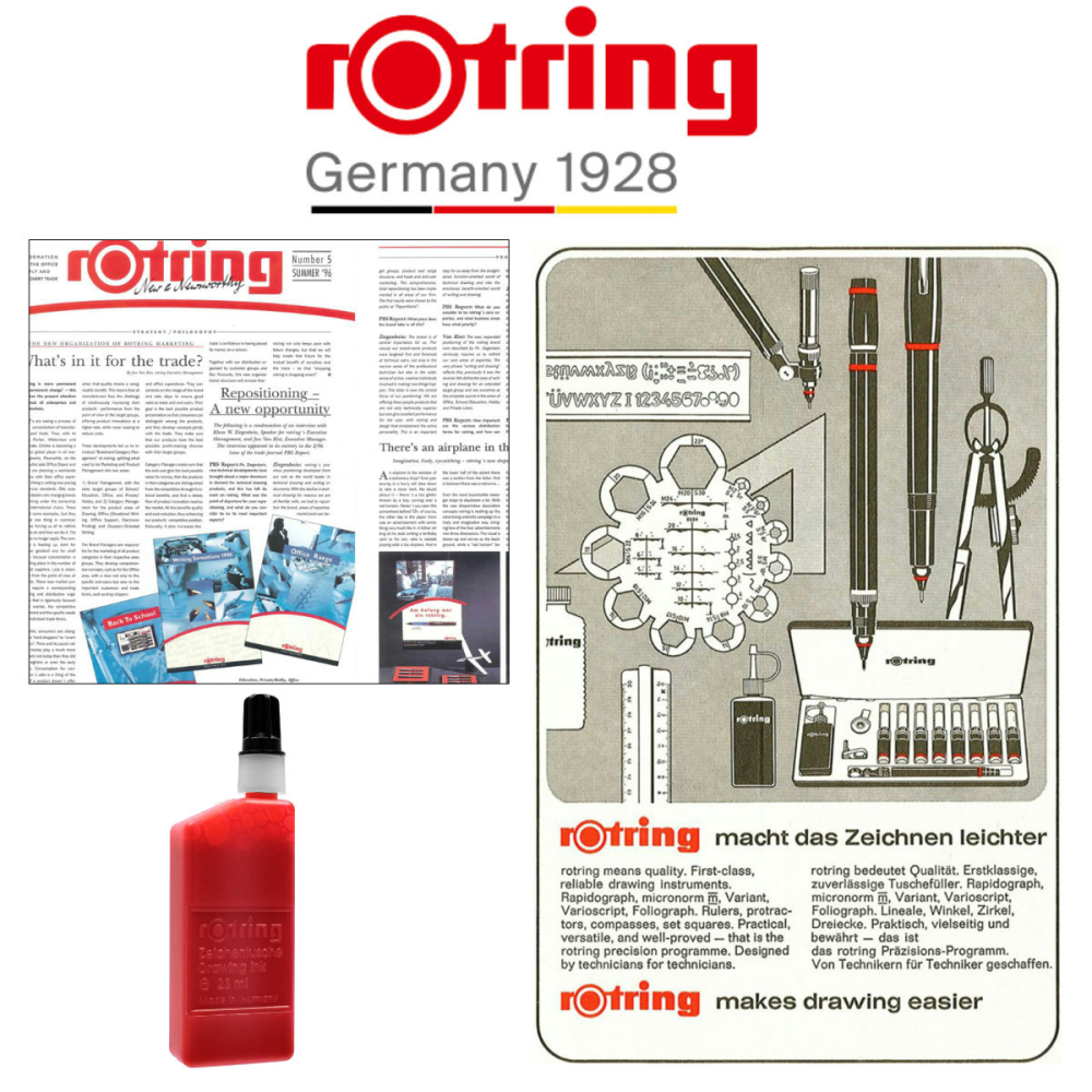 Tus pentru Desen Tehnic Rotring 23ml Rosu cu Picurator, Permanent si Rezistent, pentru Grafica, Planse si Notatii [3]