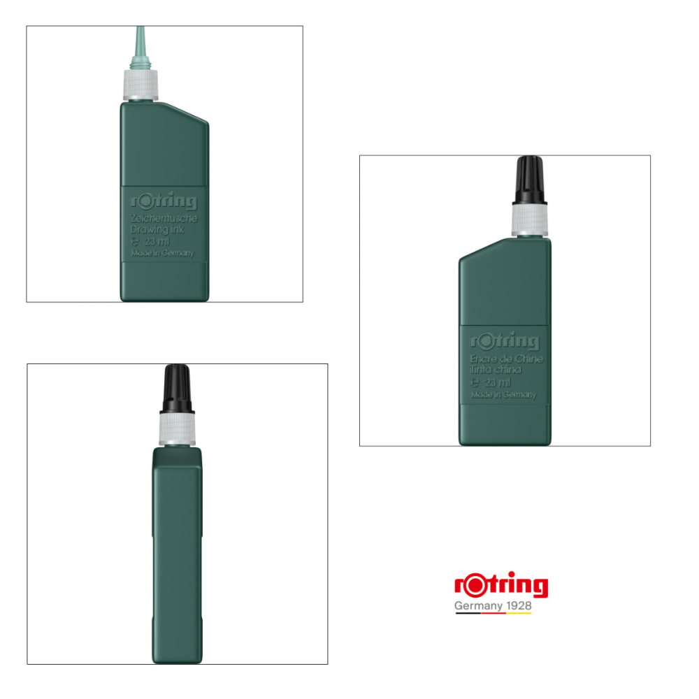 Tus pentru Desen Tehnic Rotring 23ml Verde cu Picurator, Permanent si Rezistent, pentru Grafica, Planse si Notatii [3]