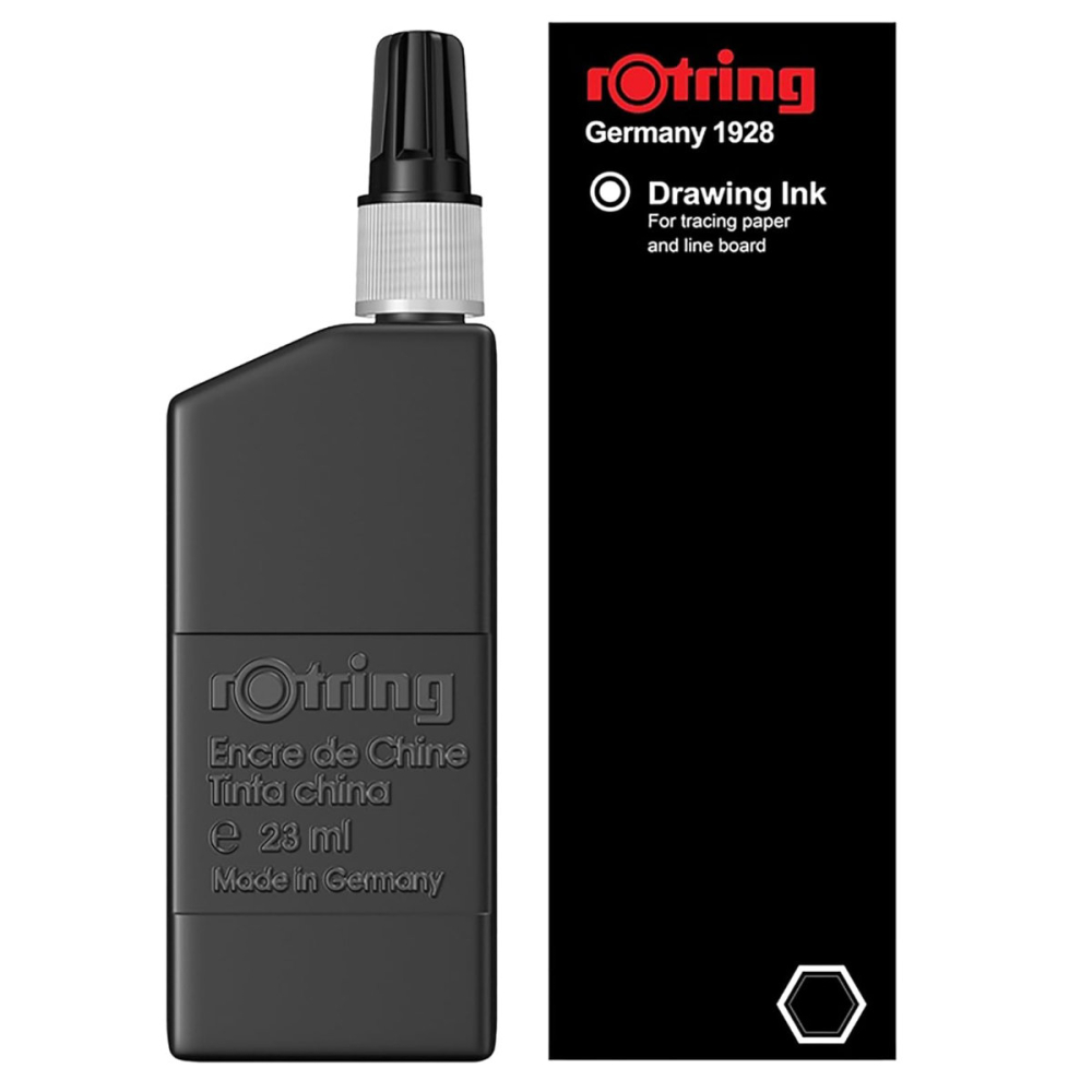 Tus Rotring pentru Desen Tehnic 23ml Negru cu Picurator, Permanent si Rezistent, pentru Grafica si Planse [2]
