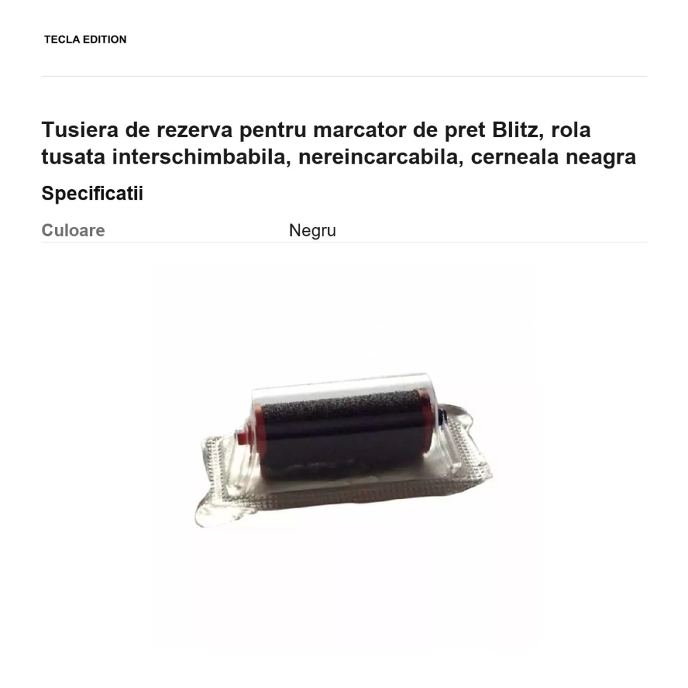 Tusiera de rezerva pentru marcator de pret Blitz, rola tusata interschimbabila, nereincarcabila, cerneala neagra [3]