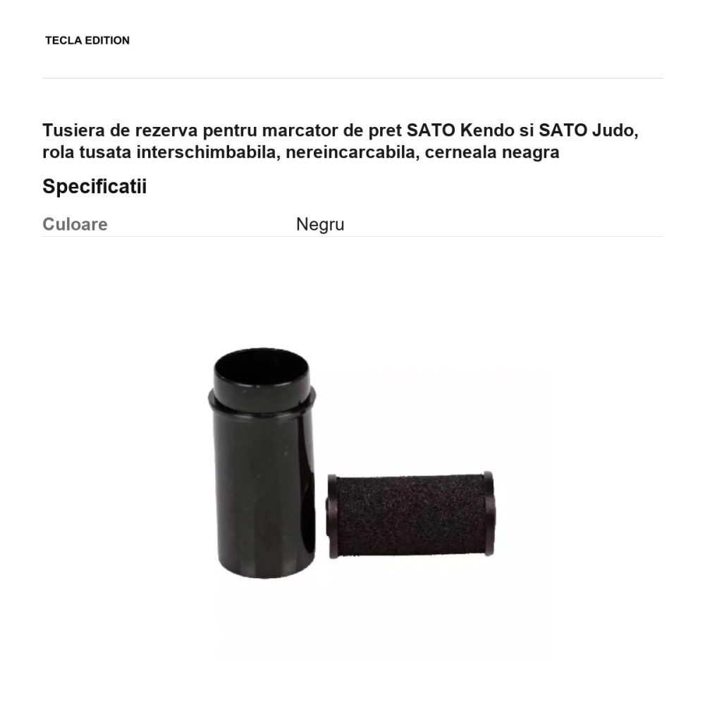 Tusiera de rezerva pentru marcator de pret SATO Kendo si SATO Judo, rola tusata interschimbabila, nereincarcabila, cerneala neagra [3]