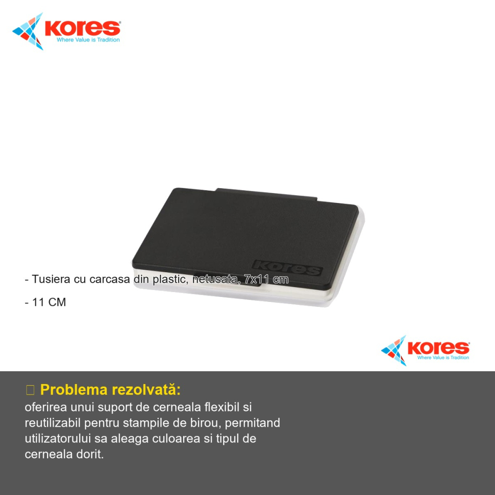 Tusiera plastic netusata Kores, 7x11 cm, pentru stampile si aplicatii cu cerneala [2]
