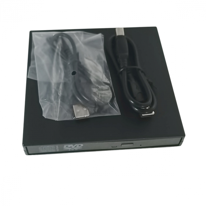 Unitate CD DVD externa portabila, conectare USB, 140 x 136 x 18 mm, neagra [5]