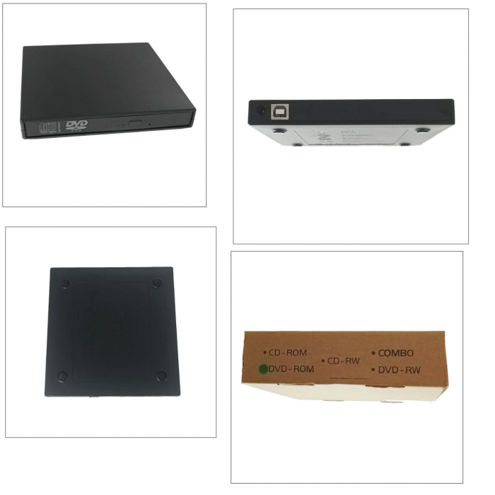 Unitate CD DVD externa portabila, conectare USB, 140 x 136 x 18 mm, neagra [4]