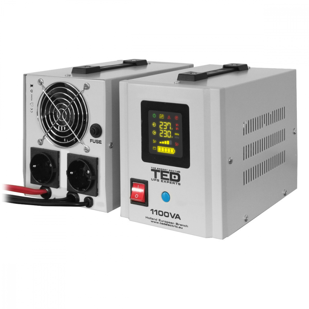 UPS Centrala Termica 1100VA 700W Runtime Extins • Sinus Pur • 2xSchuko • LCD • Baterie Externa • Komplet6 Protectie • TED Electric TED000323 [2]