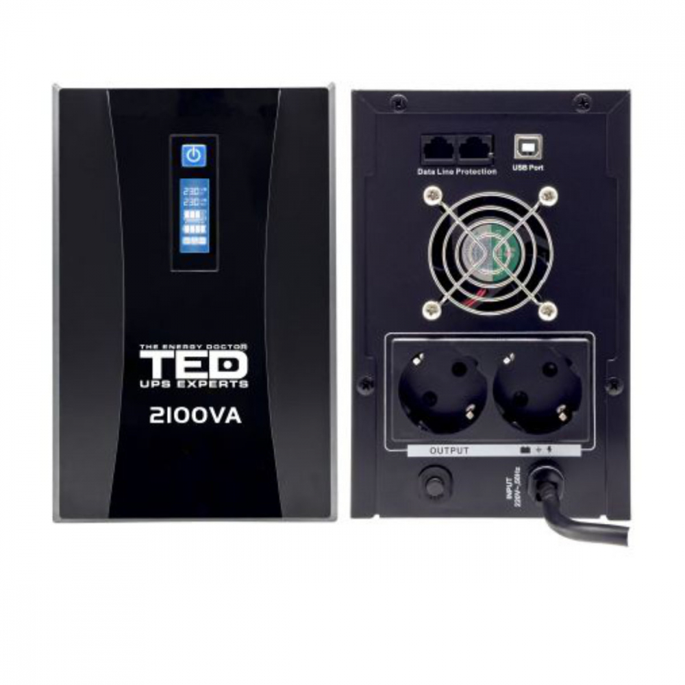 UPS Line Interactive 2100VA 1200W cu AVR, LCD, 2 Iesiri Schuko, Management USB si Protectie Komplet 6 - TED Electric TED004659 [2]