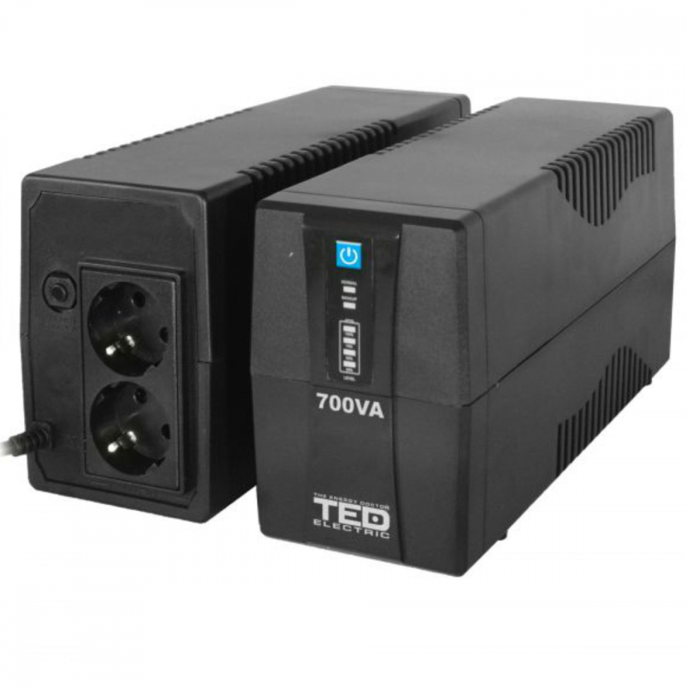 UPS Line Interactive 700VA 400W • 2xSchuko • Komplet6 Protectie • LED Display • Baterie Inclusa • TED Electric TED003966 [2]