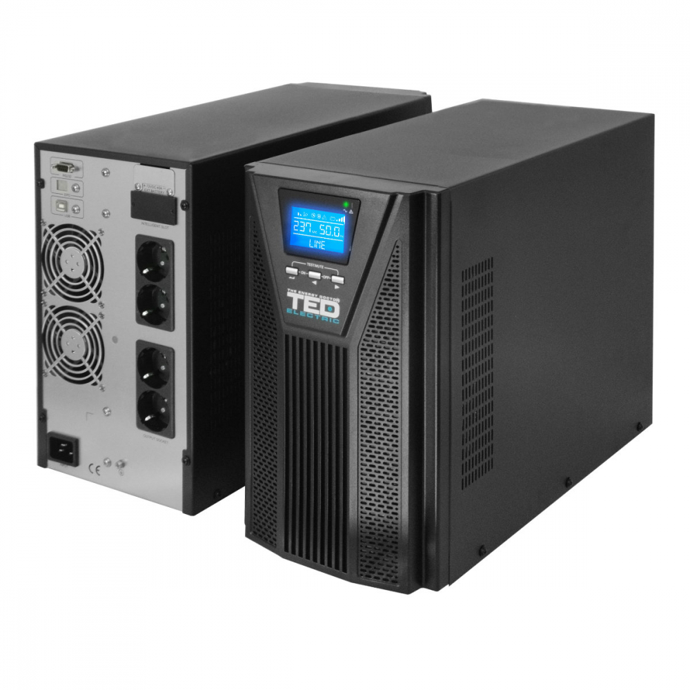 UPS Online 3000VA 2700W Dubla Conversie Sinus Pur LCD 4 Iesiri Schuko Management Remote pentru Centre Date & Utilaje Industriale TED Electric TED003997 [2]