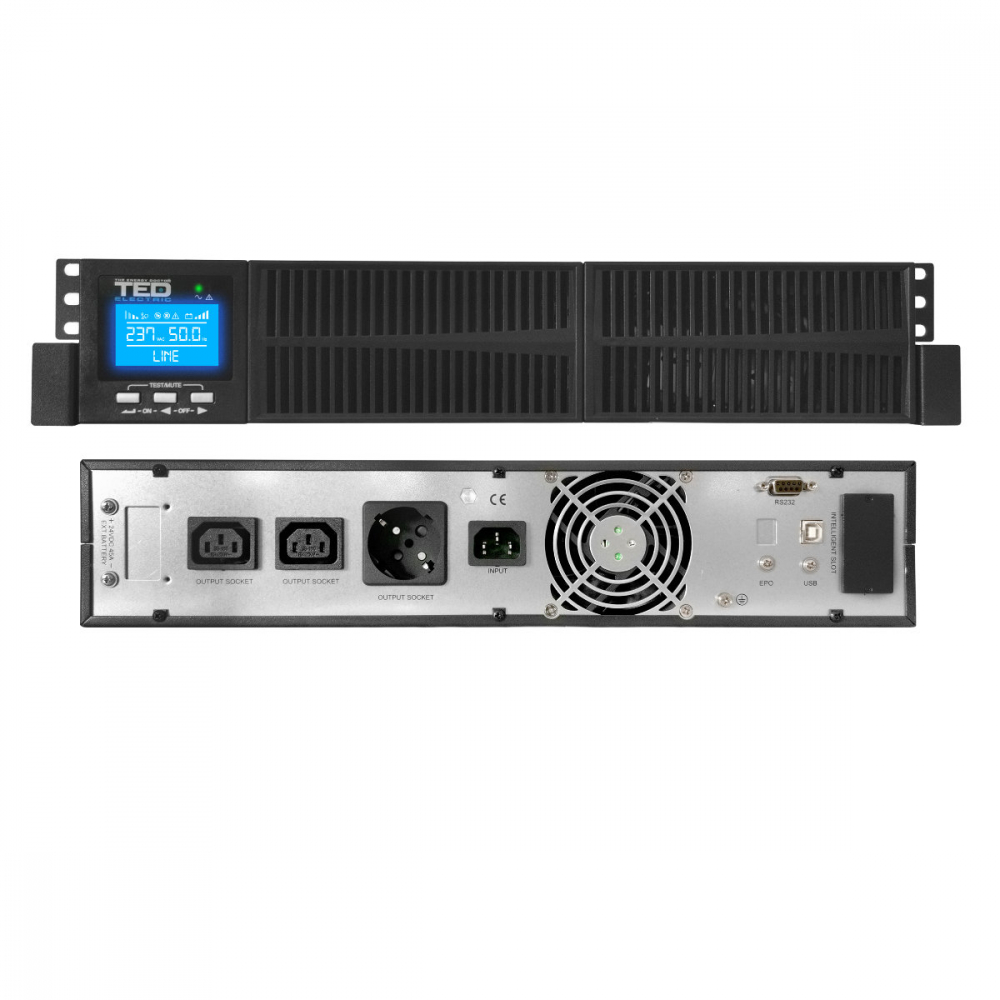 UPS Online Rack/Tower 1000VA 900W Dubla Conversie Sinus Pur 3 Iesiri (Schuko+IEC) Management Remote pentru Retelistica & Servere TED Electric TED004048 [3]