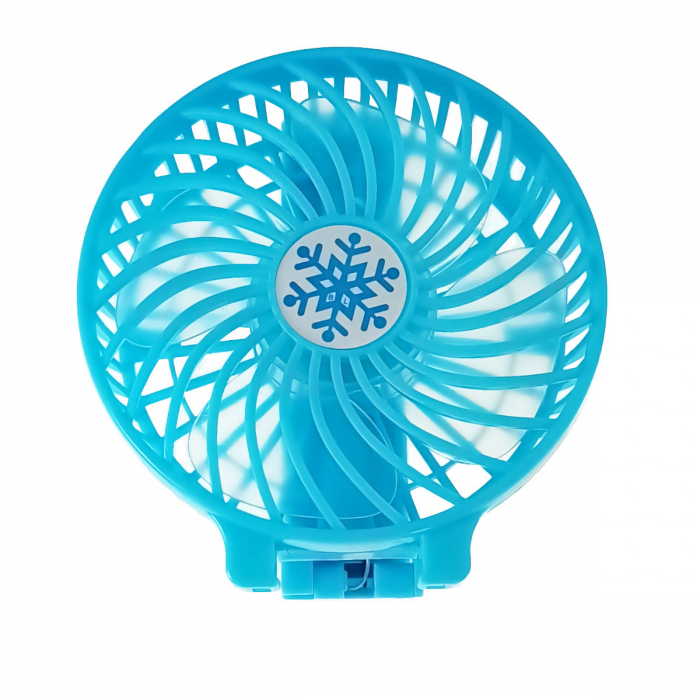 Ventilator portabil cu maner de 11 cm, acumulator 18650, putere 3W, cablu de alimentare microUSB, albastru [2]