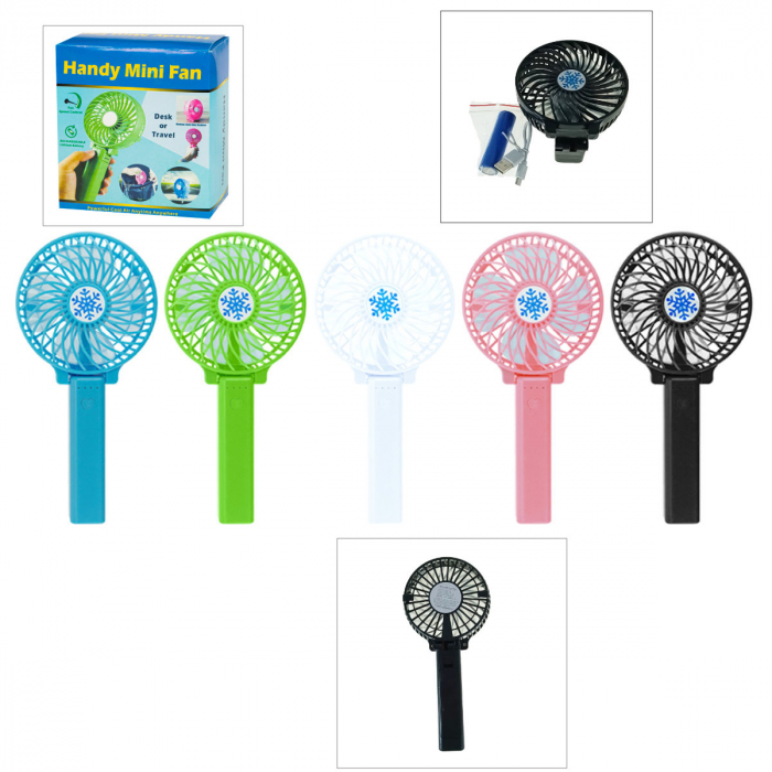 Ventilator portabil, 10.5 cm, cu acumulator 18650, putere 3W, cu maner pliabil, negru [5]