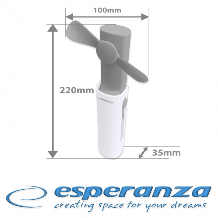 Ventilator de mana, Esperanza, 1200 mAh, Alb/Gri [7]