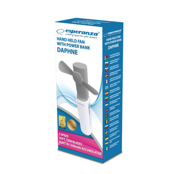 Ventilator de mana, Esperanza, 1200 mAh, Alb/Gri [5]