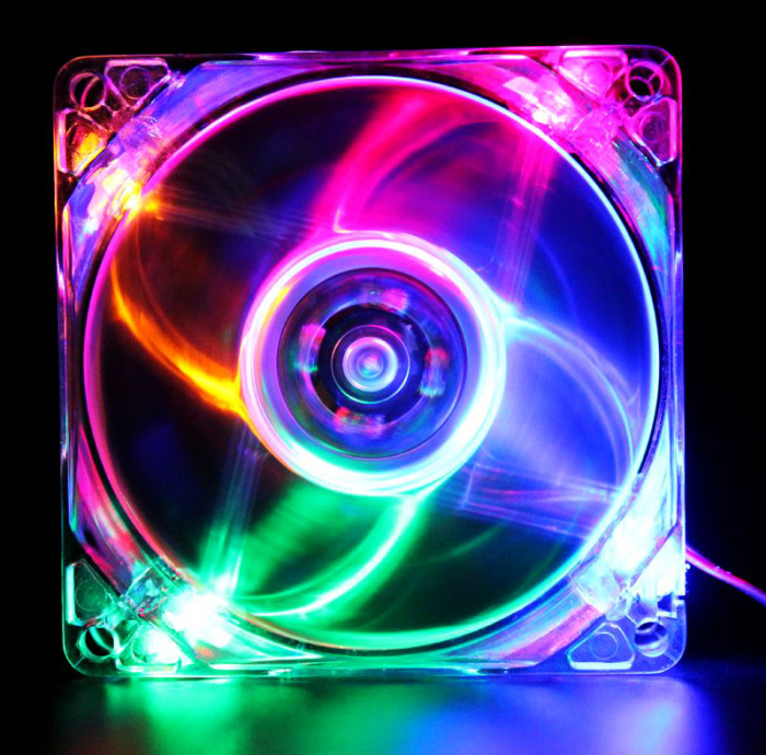 Ventilator PC 80 mm, LED multicolor, 4 pini, molex, 12V, transparent [7]