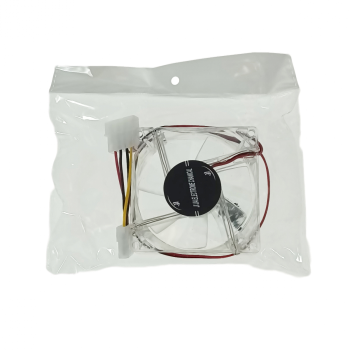 Ventilator PC 80 mm, LED multicolor, 4 pini, molex, 12V, transparent [5]