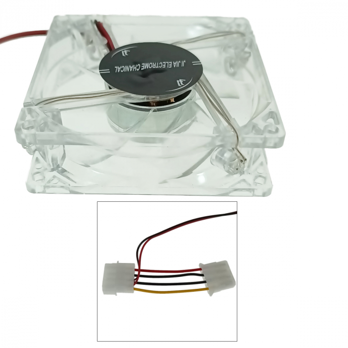 Ventilator PC 80 mm, LED multicolor, 4 pini, molex, 12V, transparent [4]