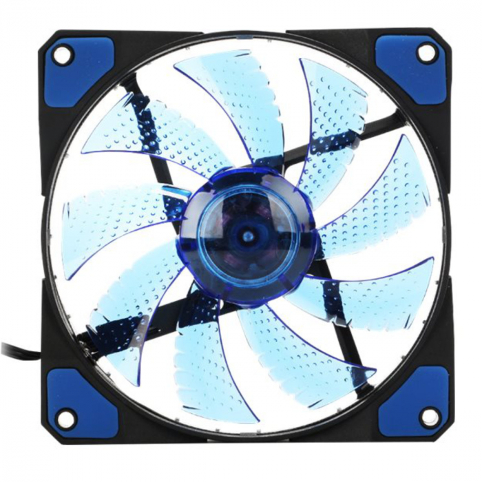Ventilator PC, Gembird Huracan 100B, 120 x 120 x 25 mm, 15 Led albastre, 3p + 4p, 1100 rpm, 12V [2]