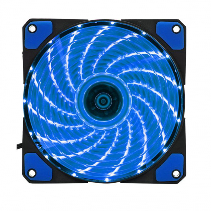 Ventilator PC, Gembird Huracan 100B, 120 x 120 x 25 mm, 15 Led albastre, 3p + 4p, 1100 rpm, 12V [1]