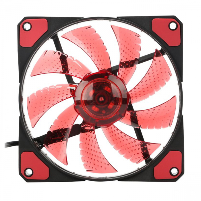 Ventilator PC, Gembird Huracan 100R, 120 x 120 x 25 mm, 15 Led rosii, 3p + 4p, 1100 rpm, 12V [2]