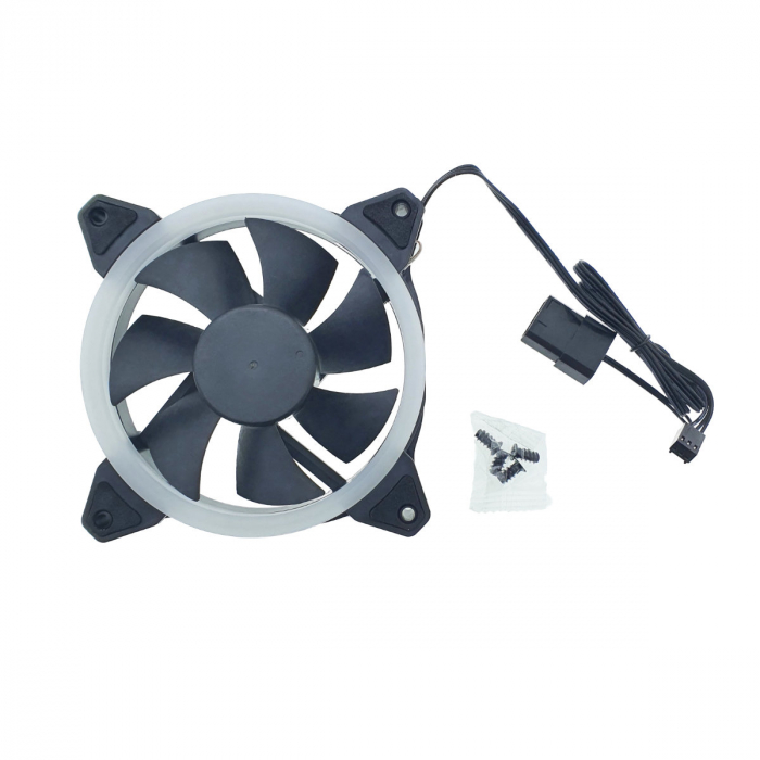 Ventilator PC, Gembird Huracan 200R, 120 x 120 x 25 mm, 16 Led rosii, 3p + 4p, 1100 rpm, 12V [3]