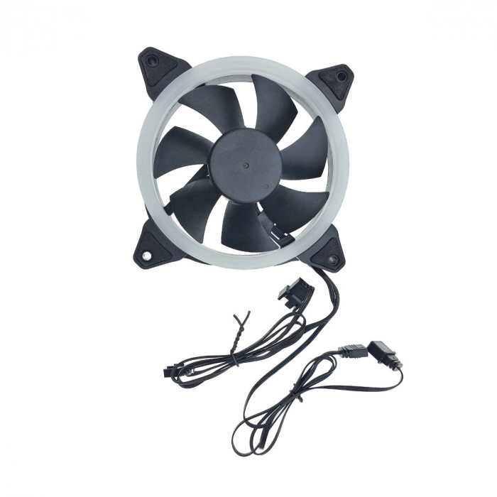Ventilator PC, Gembird Huracan X-ARGB, 120 x 120 x 25 mm, 16 LED RGB, conectori ARGB mama si tata, 1100 rpm, 5V [4]