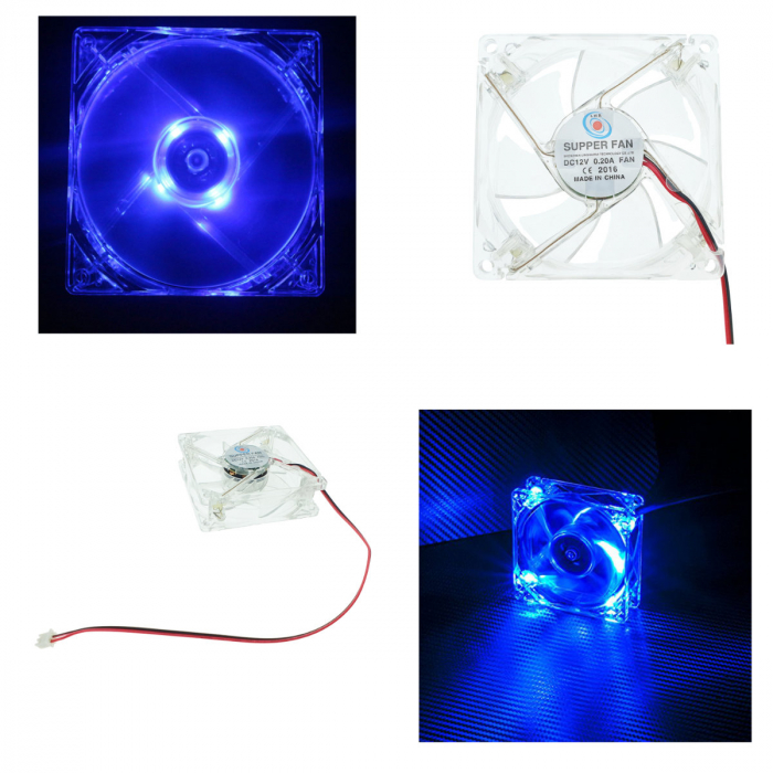 Ventilator PC, LHR Super fan, iluminare LED albastra, 80 x 80 x 25 mm , 3000RPM, 12v, 0.20A [2]