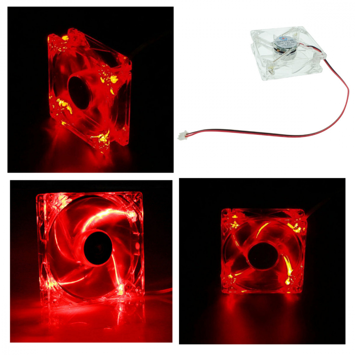 Ventilator PC, LHR Super fan, iluminare LED rosie, 80 x 80 x 25 mm, 3000RPM, 12v, 0.20A [2]
