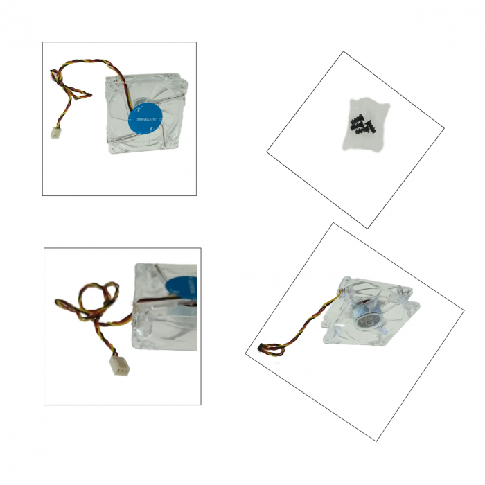 Ventilator PC, transparent cu iluminare LED albastru, 80 x 80 x 25 mm, 12V, 3 pini [3]