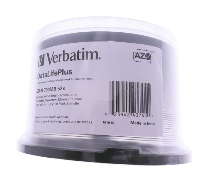 VERBATIM CD-R 700MB  52X AZO WIDE PRINTABLE NO ID CAKE*50 43745 [3]