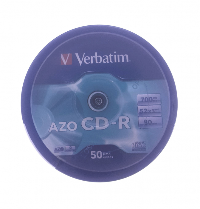 Verbatim - CD-R Verbatim AZO CRYSTAL [43343] , 700Mb , 80 min , 52X , Cake Box , 50 buc / pret/set [2]