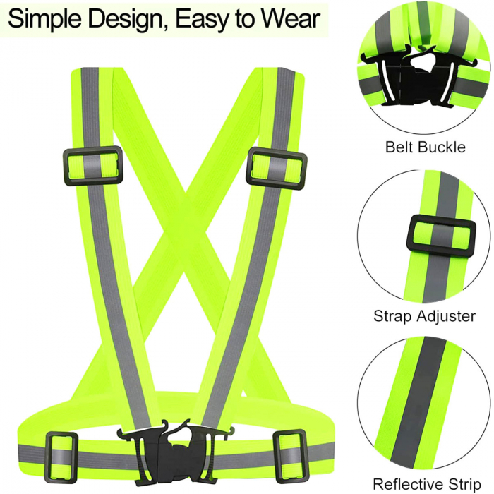 Vesta reflectorizanta cu bretele reglabile, Xtreme XL 12071, pentru vizibilitate, verde fluorescent [4]