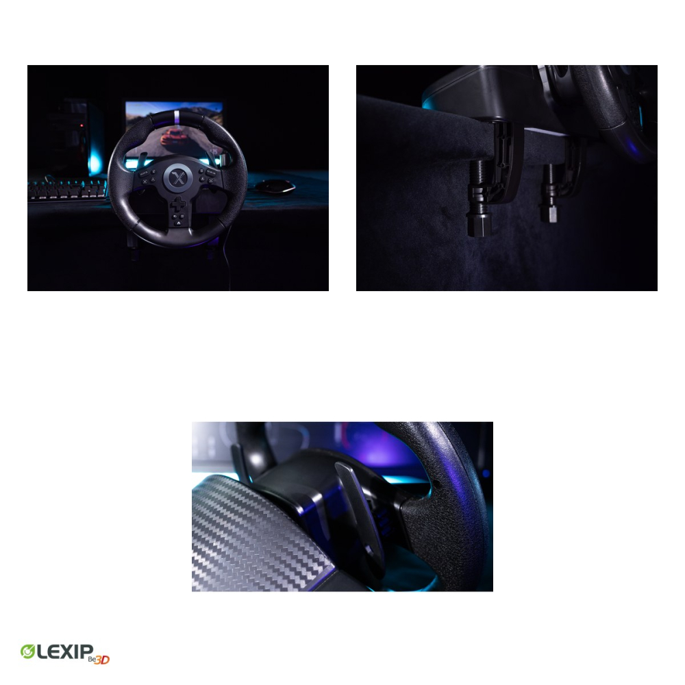 Volan de gaming Lexip Xdrive 350 cu pedale si schimbator secvential, force feedback, USB, pentru PC, PlayStation, Xbox si Nintendo Switch, negru, JVAMUL00264 [4]