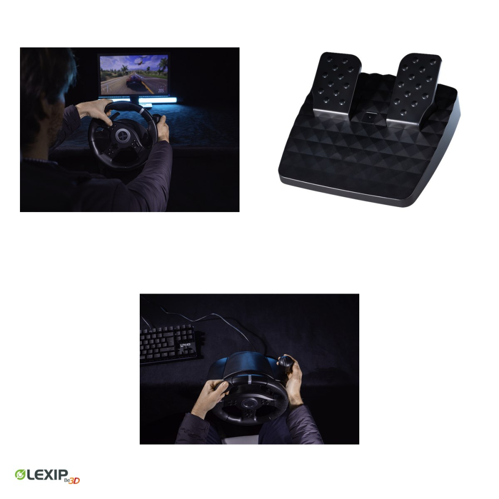Volan de gaming Lexip Xdrive 350 cu pedale si schimbator secvential, force feedback, USB, pentru PC, PlayStation, Xbox si Nintendo Switch, negru, JVAMUL00264 [5]
