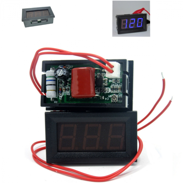 Voltmetru cu afisaj digital, AC 30 - 500V, cu 2 fire si conector, negru [2]