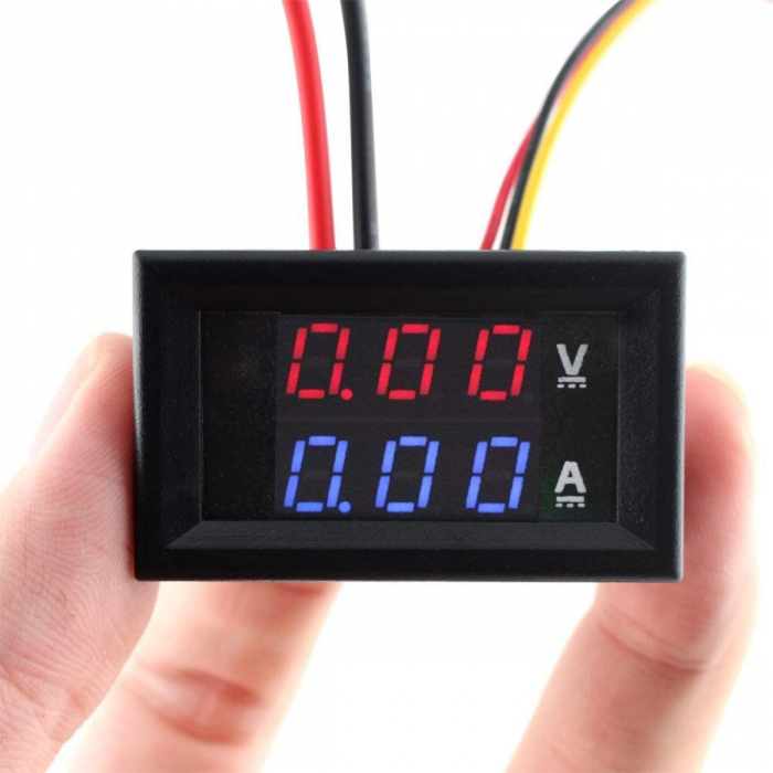 Voltmetru si ampermetru, capacitate masura DC 0 - 100V si 0 - 10A, afisaj digital, cu fire de conectare [3]
