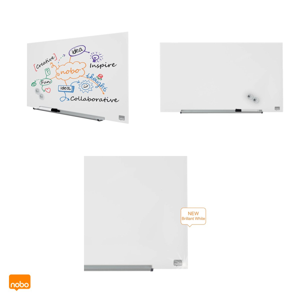 Whiteboard magnetic din sticla Nobo Diamond Widescreen 31 inch, fara rama, montaj ascuns InvisaMount, 680x380 mm, alb [4]
