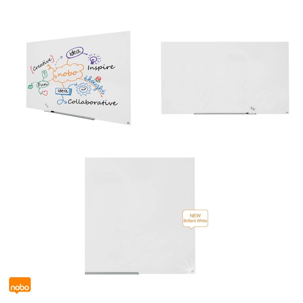 Whiteboard magnetic din sticla Nobo Diamond Widescreen 85 inch, fara rama, montaj ascuns InvisaMount, 1883x1059x22 mm, alb [4]