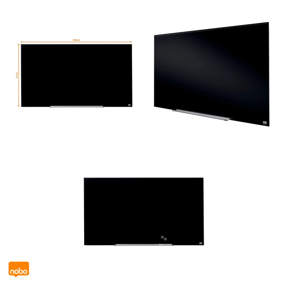 Whiteboard magnetic din sticla Nobo Impression Widescreen 57 inch, fara rama, montaj ascuns InvisaMount, 1260x711x22 mm, alb [4]