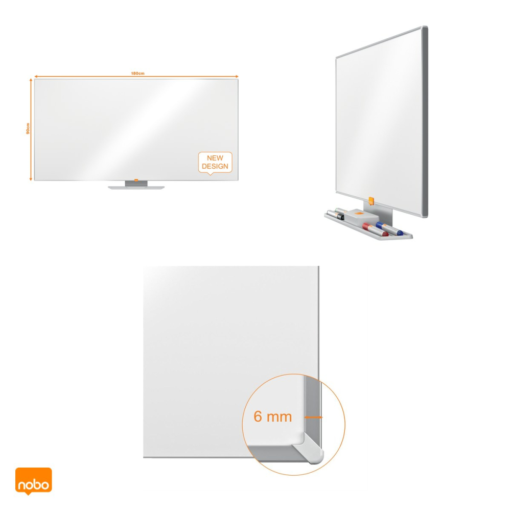 Whiteboard magnetic Nobo Nano Clean, suprafata din otel, montaj ascuns InvisaMount, tavita si marker incluse, 90x180 cm, alb [4]