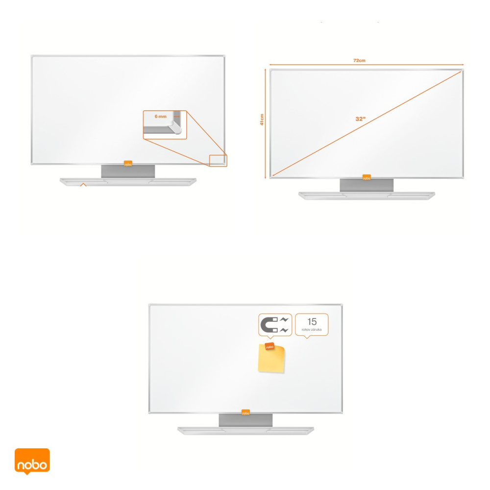 Whiteboard magnetic Nobo Nano Clean Widescreen 32 inch, suprafata din otel, montaj ascuns InvisaMount, tavita si marker incluse, 721x411 mm, alb [4]