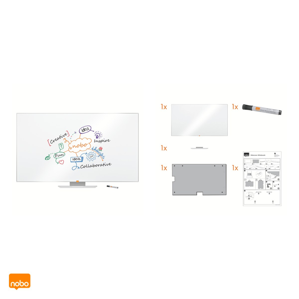 Whiteboard magnetic Nobo Nano Clean Widescreen 70 inch, suprafata din otel, montaj ascuns InvisaMount, tavita si marker incluse, 1561x883 mm, alb [4]